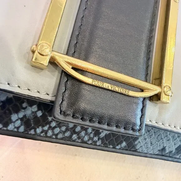 Pour La Victoire Womens Etage Convertible Leather Shoulder Bag Ice Multi Grey - Picture 6 of 16